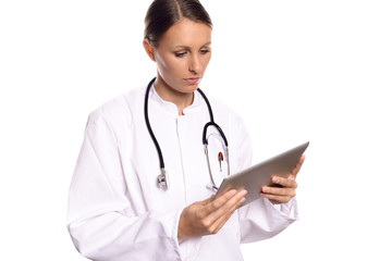 Arzt oder Krankenschwester mit einem Tablet Computer