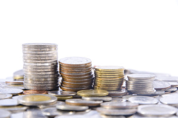 Stack of coin isolate on isolate white background
