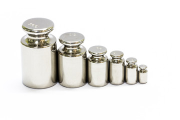 calibration weight set  isolated on white background