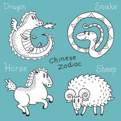 Set of the Chinese zodiac signs