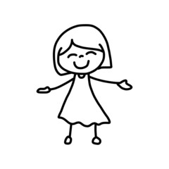 hand drawing cartoon character happy kids