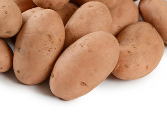 Fresh potato close up isolated on white background