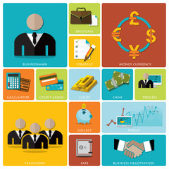Business And Financial Flat Icon Set