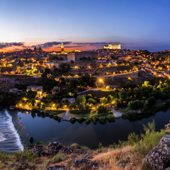 Toledo cityscape at sunset. Toledo, Spain.