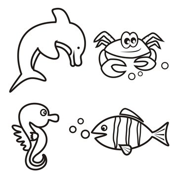 marine life - coloring book