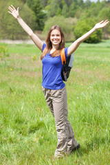 Happy girl on a country walk