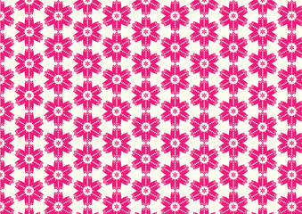 Red Vintage Flower and Circle Shape Pattern on Pastel Background
