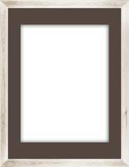 vertical size natural white wooden photo frame with cut board