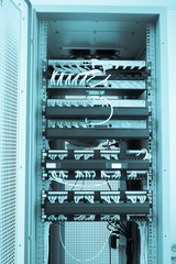 Rack Server Internet Connected with LAN cables.