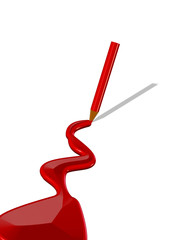 kırmızı kalemden akan boya