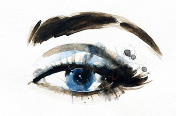 Woman eye . Hand painted fashion illustration