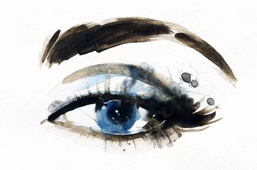 Photo sur Plexiglas Visage aquarelle Woman eye . Hand painted fashion illustration