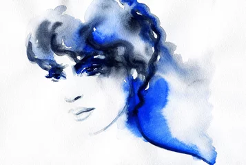 Photo sur Plexiglas Visage aquarelle woman portrait  .abstract  watercolor