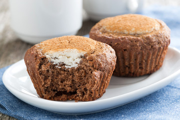chocolate cakes with cheese filling