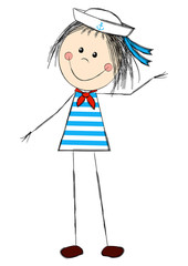 Funny girl wearing sailor costume