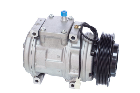 automotive air conditioning compressor on a white background