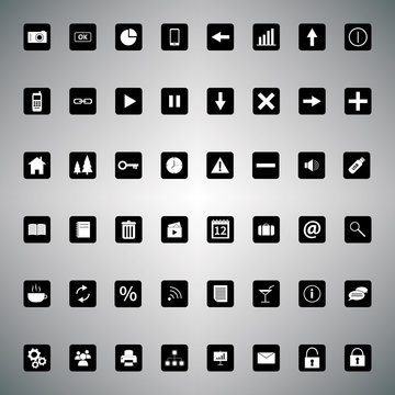 Black and white universal icons bundle