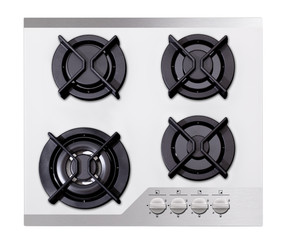 White glass gas hob isolated on white