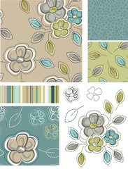 Spring Inspired Seamless Floral Patterns and Icons.