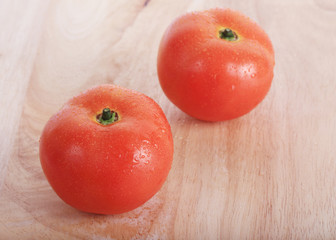 tomato on wooden chopping board prepare cooking