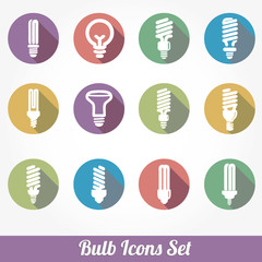 Icons set bulb idea led lamps