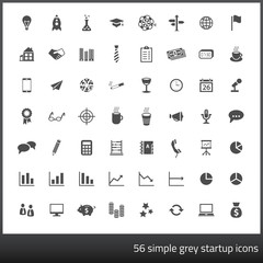 Set of 56 startup icons in flat style