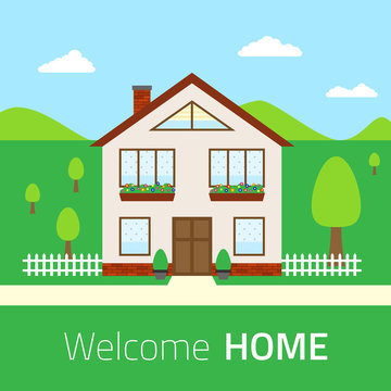 Flat Welcome home illustration