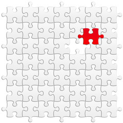 puzzle blanc et pièce "clé" rouge