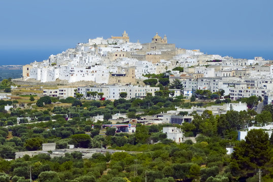 View of the old town Ostuni, Apulia (Italy)