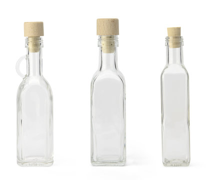 Empty bottles with cork cap