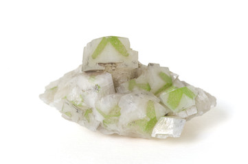 Green dioptase in calcite from Namibia. 10cm across.