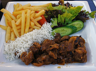 Cypriot cuisine - meat with vegetables (stiffado)