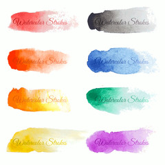 Set of colorful vector brush strokes