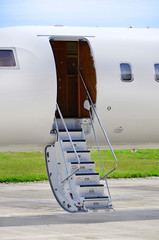 Stairs on a luxury private jet aircraft - Bombardier
