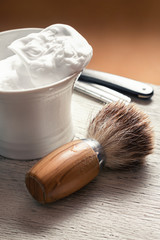 Shaving Tools on wooden table