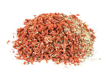 Fototapeta premium Heap of dried tomato with garlic and basil spice