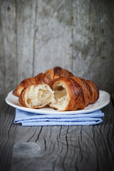 Fresh croissants on a table