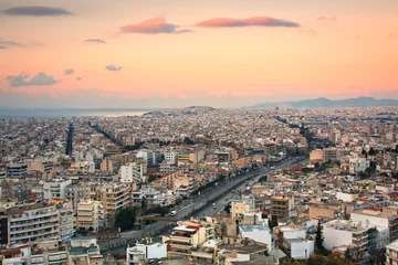 Fototapeten View of Athens from Filopappou Hill in early morning. © milangonda