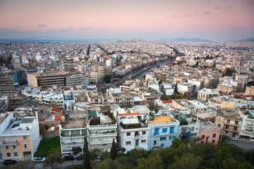 Foto op Canvas View of Athens from Filopappou Hill in early morning. © milangonda