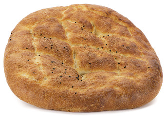 Turkish pita called ramazan pidesi isolated on white