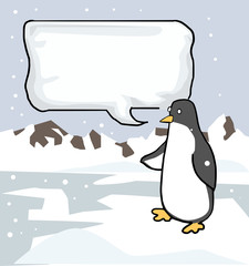 penguin, with a speech bubble