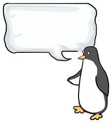 penguin, with a speech bubble