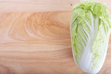 chinese cabbage on wooden chopping board prepare cooking