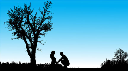 Vector silhouette of couple.