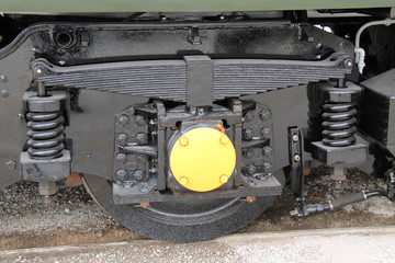 The Wheel and Suspension of a Diesel Train Engine.