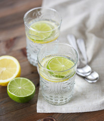 Summer softdrink with lemon and lime