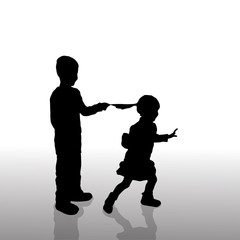 Vector silhouette of children.