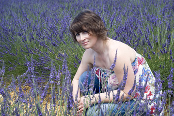 Woman posing in lavender field