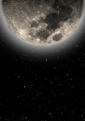 Moon among Milky Way.