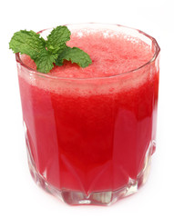 Watermelon juice with mint leaves